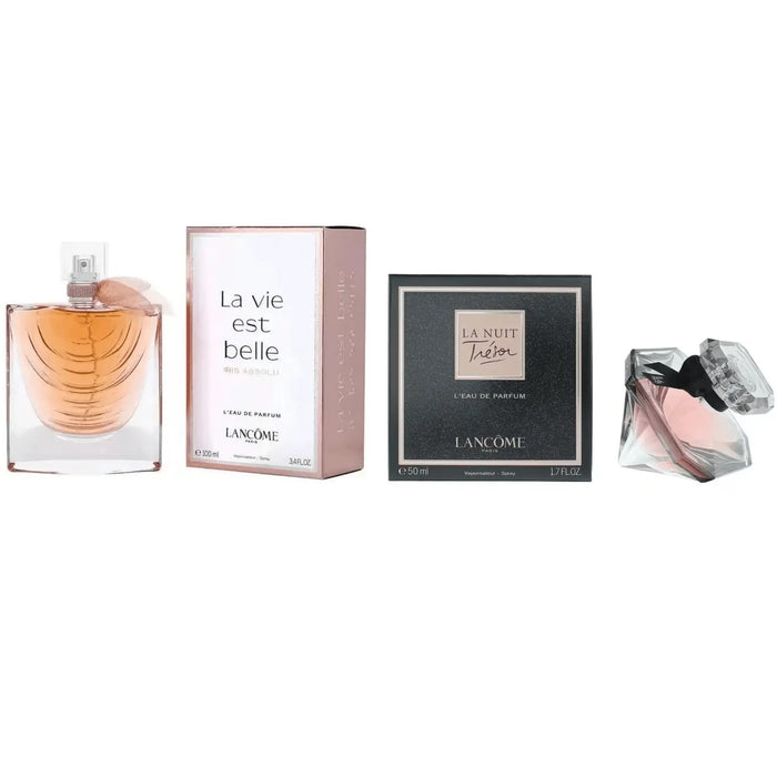 Lancôme La Vie Est Belle Iris Absolu EDP Spray 100ml & Lancôme La Nuit Trésor EDP Spray 50ml Intense Iris Floral & Deep Romantic Feminine Fragrance Duo Gift Set | Iconic French Luxury Perfume Bundle for Her