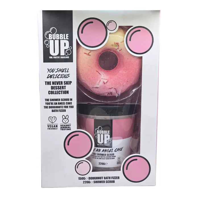 Bubble Up You Smell Delicious Gift Set Doughnut Bath Fizzer 150g + Shower Scrub 220g