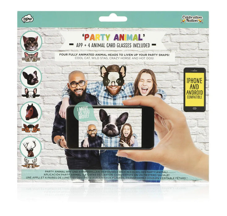 Celebration Nation Party Animal Photo App + 4 Animal Card Glasses