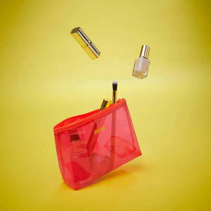 Pink Deco Lily Threefold Hanging Wash and Small Clear Makeup Bag Set