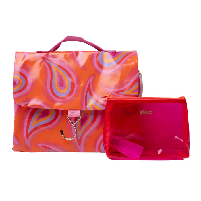 Groovy Paisley Threefold Hanging Wash Bag and Small Clear Makeup Bag Set