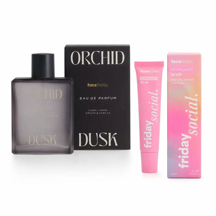 Face Facts Fragrance Lip Gloss Bundle Orchid Dusk 100ml + Lip Gloss Balm