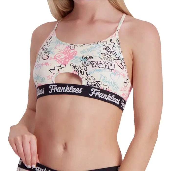 Franklees Women's Graffiti Cut Out Crop Top Small