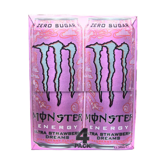 Monster Energy Zero Sugar Ultra Strawberry Dreams 4 Pack 4 x 500ml