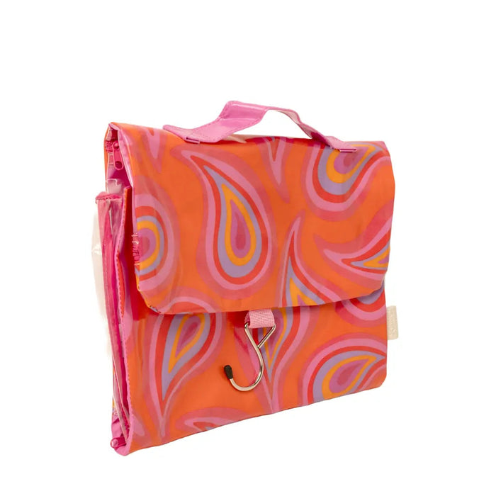 Groovy Paisley Threefold Hanging Wash Bag and Small Clear Makeup Bag Set