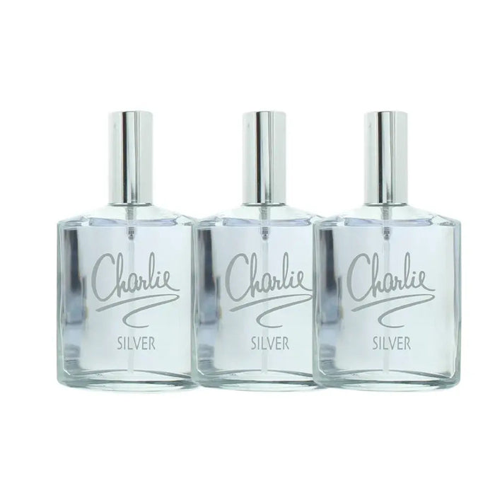 Revlon Charlie Silver Eau de Toilette Spray 100ml x 3 Trio Pack