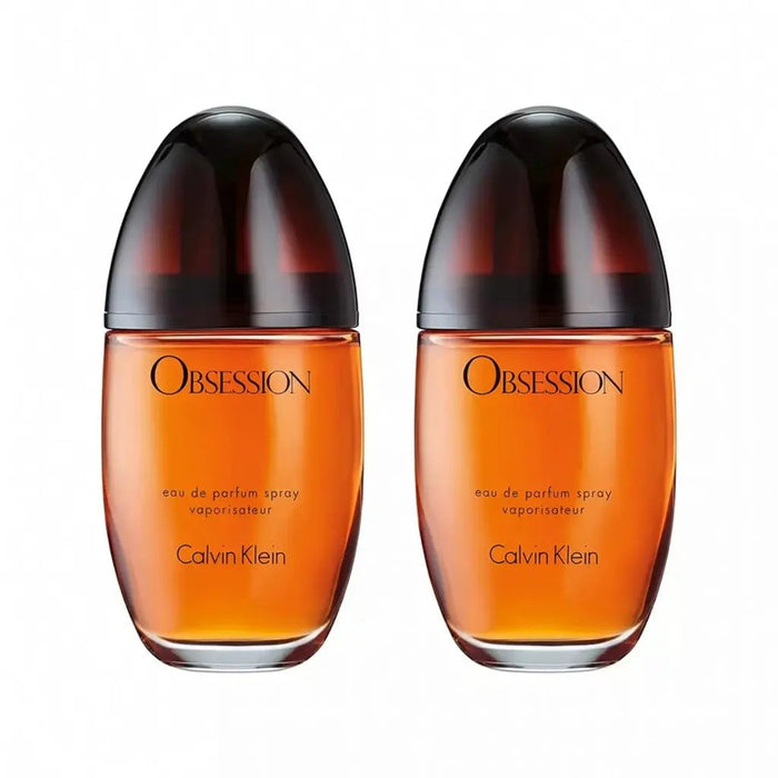 Calvin Klein Obsession Eau de Parfum Spray 100ml for Women Pack of 2 – Warm Spicy Amber Long Lasting Fragrance Set