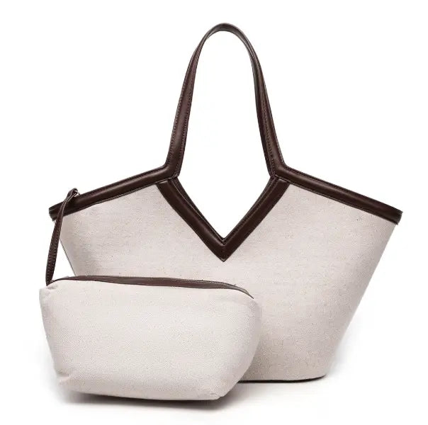Victoria Green V-Structured Large Shoulder Tote Bag