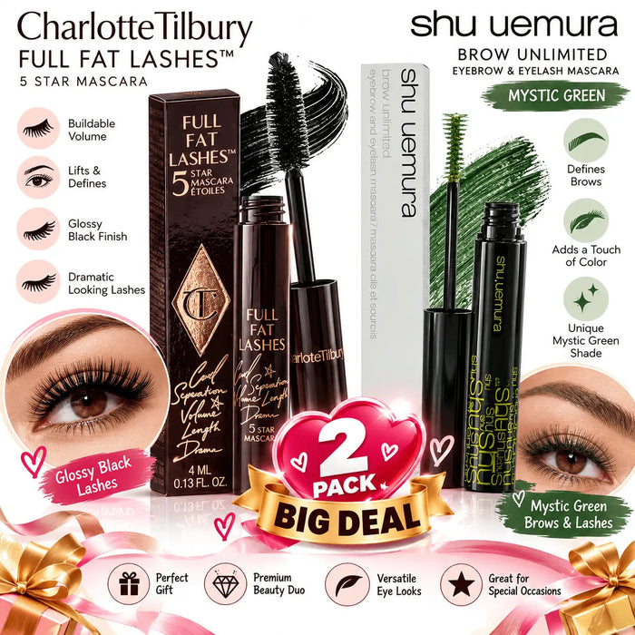 TBS Eye Makeup Duo Charlotte Tilbury Black Mascara + Shu Uemura Mystic Green Mascara