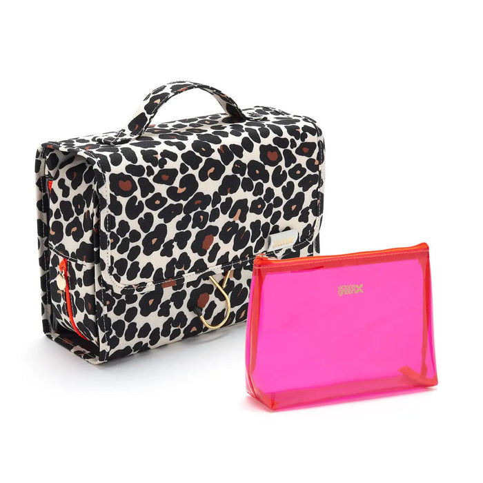 Victoria Green 'Emma' 3 in 1 Hanging Wash Bag in Leopard Print