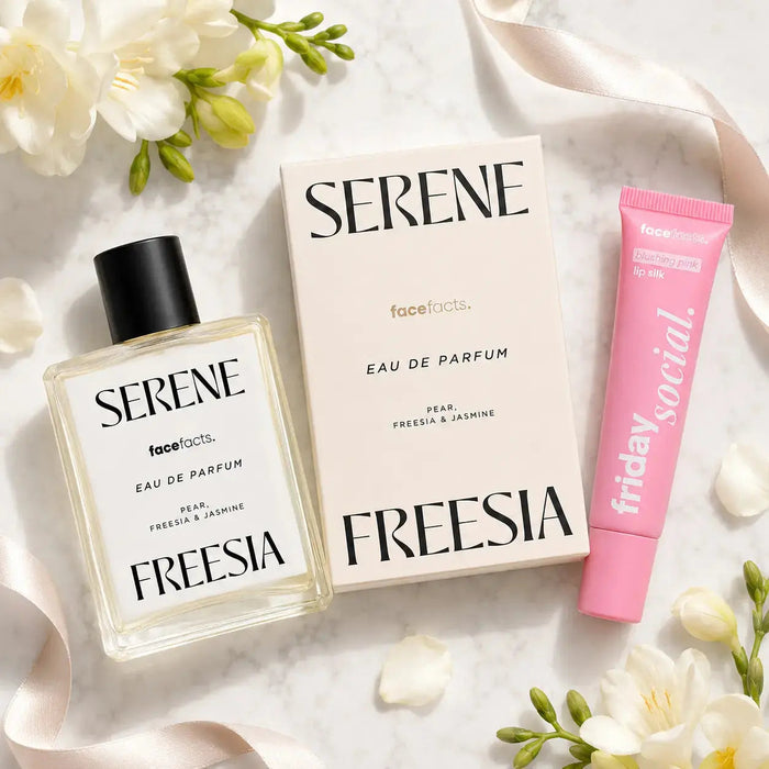 Face Facts Fragrance Lip Gloss Bundle Serene Freesia 100ml + Lip Gloss Balm