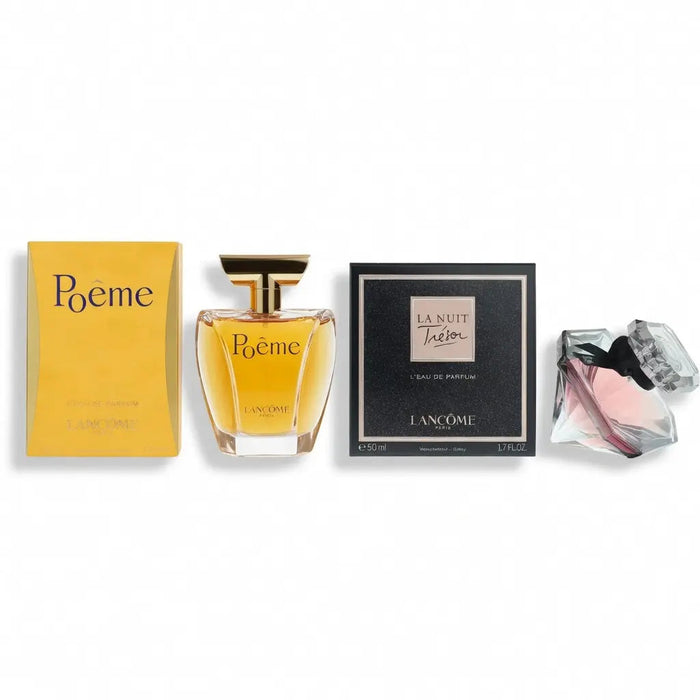 Lancôme La Nuit Trésor EDP Spray 50ml & Lancôme Poème EDP Spray 100ml Deep Romantic Floral & Warm Floral Oriental Feminine Fragrance Duo Gift Set | Iconic French Luxury Perfume Bundle for Her