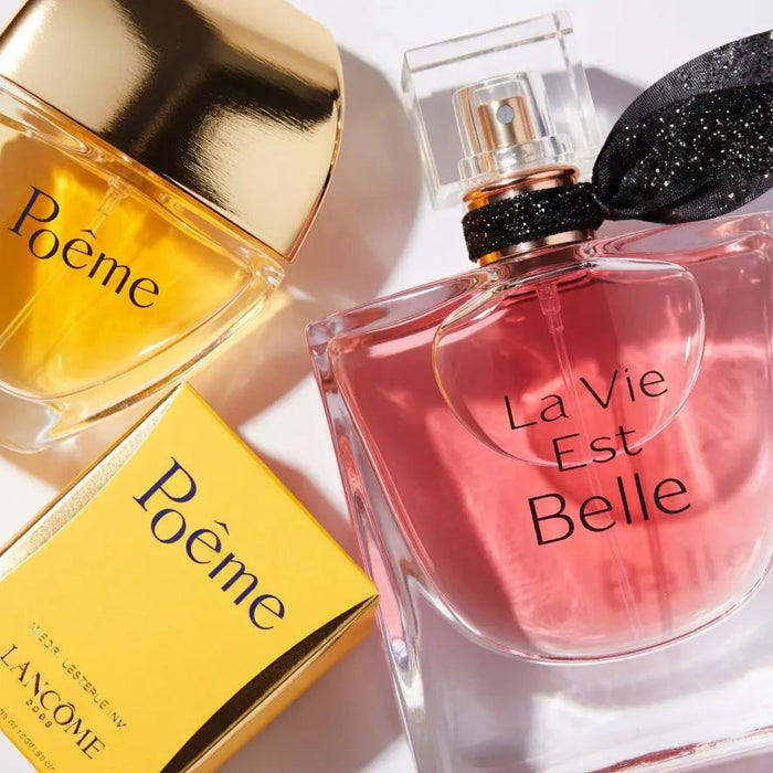 Lancôme La Vie Est Belle L’Elixir Refillable EDP Spray 50ml & Lancôme Poème EDP Spray 100ml Ultra-Rich Floral Gourmand & Warm Floral Oriental Feminine Fragrance Duo Gift Set | Iconic French Luxury Perfume Bundle for Her