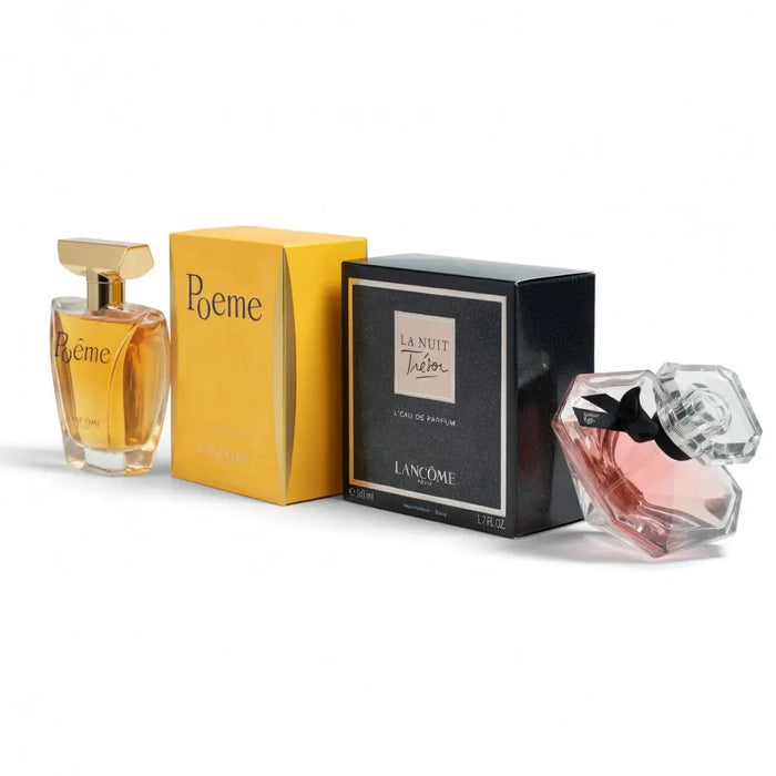 Lancôme La Nuit Trésor EDP Spray 50ml & Lancôme Poème EDP Spray 100ml Deep Romantic Floral & Warm Floral Oriental Feminine Fragrance Duo Gift Set | Iconic French Luxury Perfume Bundle for Her